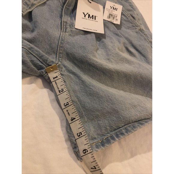 YMI High-rise shorts Denim jeans Collection wide leg size 5, celestial blue NWT - Picture 10 of 11